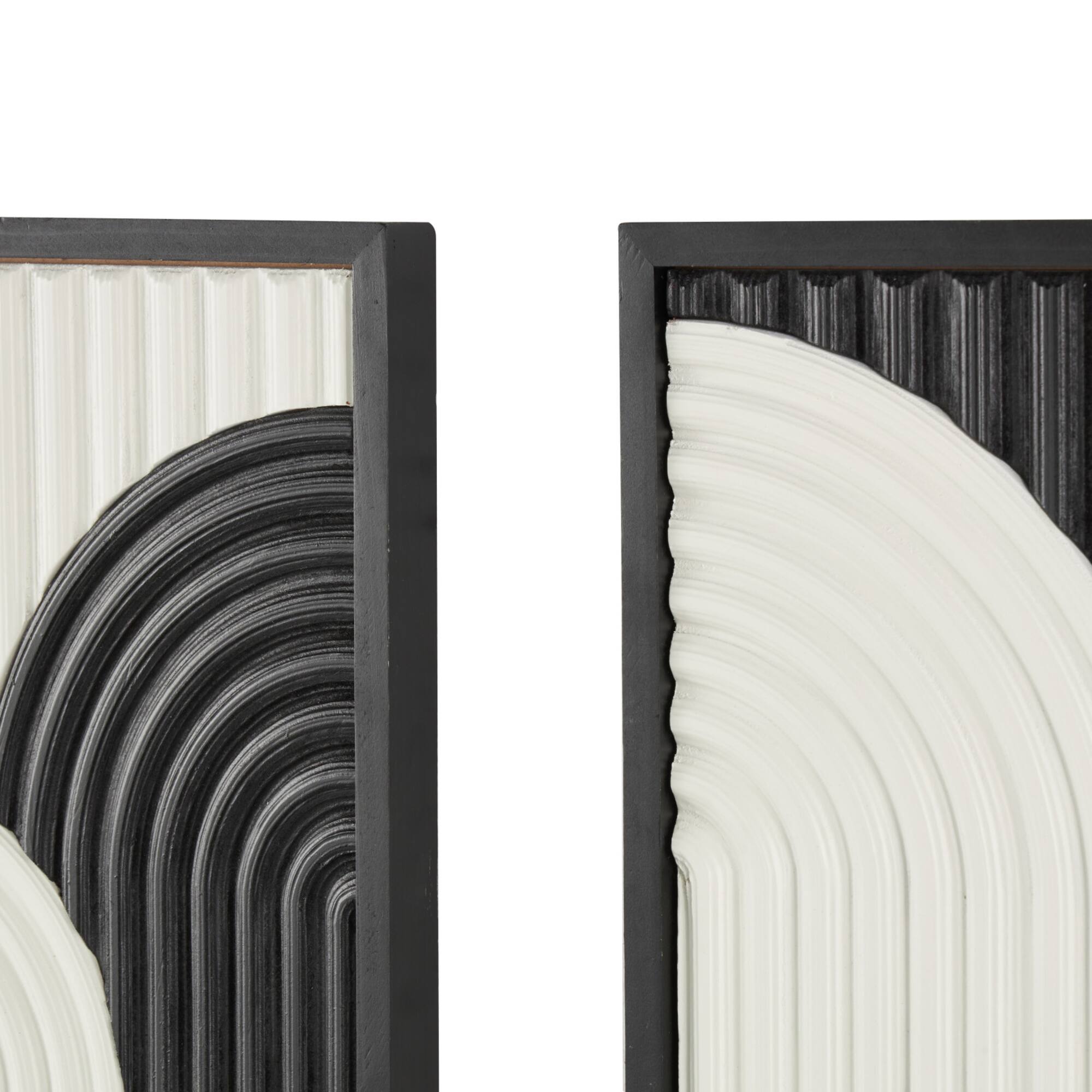 16" x 16" White Wood Geometric Handmade Overlapping Arches Home Wall Décor Set with Black Frame